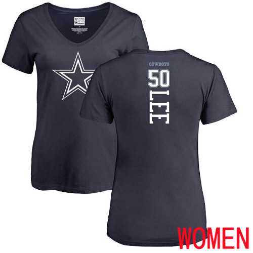 Women Dallas Cowboys Navy Blue Sean Lee Backer #50 Nike NFL T Shirt->women nfl jersey->Women Jersey
